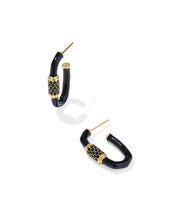 Load image into Gallery viewer, EMERY ENAMEL HOOP EARRINGS GOLD BLACK MIX