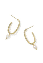 Load image into Gallery viewer, GABRIELLA PEARL HOOP EARRINGS GOLD FRESHWATER CULTURED PEARL