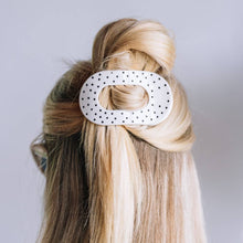 Load image into Gallery viewer, Flat Round | White Polka Dot Party | Medium Hair Clip