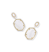 Load image into Gallery viewer, DAPHNE ENAMEL FRAME DROP EARRINGS GOLD WHITE MOTHER OF PEARL