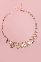 Load image into Gallery viewer, HEART PEARL COIN CHARM NECKLACE