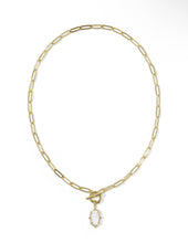 Load image into Gallery viewer, ELISA ENAMEL LINK AND CHAIN NECKLACE GOLD WHITE MOTHER OF PEARL