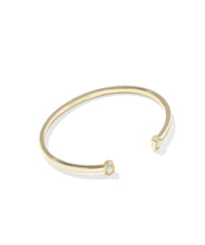 Load image into Gallery viewer, MINI ELTON CUFF BRACELET GOLD BRIGHT WHITE LAB GROWN OPAL S/M