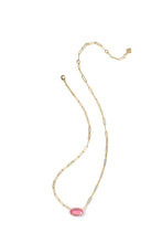 Load image into Gallery viewer, ELISA ENAMEL FRAME PAPERCLIP NECKLACE GOLD BRIGHT PINK ILLUSION