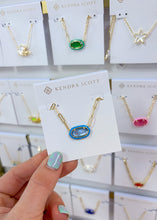 Load image into Gallery viewer, ELISA ENAMEL FRAME PAPERCLIP NECKLACE GOLD PERIWINKLE ILLUSION