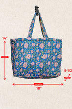 Load image into Gallery viewer, Quilted Pocket Detail Floral Botanical Tote Bag