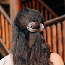 Load image into Gallery viewer, Brown Crocodile | Medium | Flat Round Hair Clip