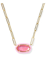 Load image into Gallery viewer, ELISA ENAMEL FRAME PAPERCLIP NECKLACE GOLD BRIGHT PINK ILLUSION