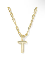 Load image into Gallery viewer, BUBBLE LETTER T SHORT PENDANT NECKLACE GOLD
