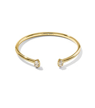 Load image into Gallery viewer, MINI ELTON LUXE CUFF BRACELET GOLD WHITE CZ S/M