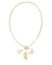 Load image into Gallery viewer, BIANCA BUTTERFLY CHARM NECKLACE GOLD IRIDESCENT
WHITE MIX