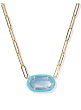 Load image into Gallery viewer, ELISA ENAMEL FRAME PAPERCLIP NECKLACE GOLD PERIWINKLE ILLUSION