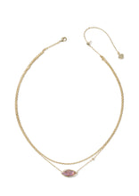 Load image into Gallery viewer, OPHELIA MULTI STRAND NECKLACE GOLD LIGHT MAUVE ILLUSION