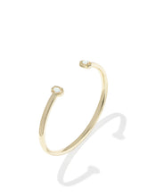 Load image into Gallery viewer, MINI ELTON CUFF BRACELET GOLD BRIGHT WHITE LAB GROWN OPAL S/M