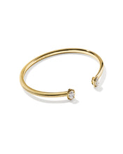 Load image into Gallery viewer, MINI ELTON LUXE CUFF BRACELET GOLD WHITE CZ S/M
