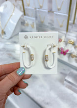 Load image into Gallery viewer, EMERY LARGE ENAMEL HOOP EARRINGS GOLD WHITE MIX