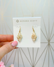 Load image into Gallery viewer, ABBIE MEDALLION SMALL DROP EARRINGS GOLD NEUTRAL MIX