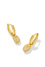 Load image into Gallery viewer, MINI ELLIE LUXE HUGGIE EARRINGS GOLD WHITE CZ