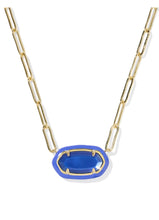 Load image into Gallery viewer, ELISA ENAMEL FRAME PAPERCLIP NECKLACE GOLD COBALT ILLUSION