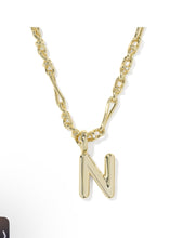 Load image into Gallery viewer, BUBBLE LETTER N SHORT PENDANT NECKLACE GOLD