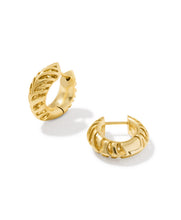 Load image into Gallery viewer, TIGER STRIPED MIKKI HUGGIE EARRINGS GOLD