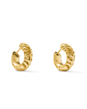 Load image into Gallery viewer, TIGER STRIPED MIKKI HUGGIE EARRINGS GOLD