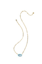 Load image into Gallery viewer, ELISA ENAMEL FRAME PAPERCLIP NECKLACE GOLD PERIWINKLE ILLUSION