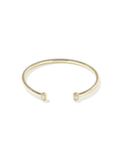 Load image into Gallery viewer, MINI ELTON CUFF BRACELET GOLD BRIGHT WHITE LAB GROWN OPAL S/M