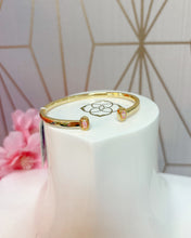 Load image into Gallery viewer, MINI ELTON CUFF BRACELET GOLD LIGHT PINK LAB GROWN OPAL S/M