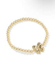 Load image into Gallery viewer, HALEY BOW STRETCH BRACELET GOLD SCARLET RED MOTHER OF PEARL