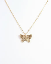 Load image into Gallery viewer, Angelina Butterfly Charm Necklace Worn Gold