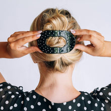 Load image into Gallery viewer, Flat Round | Black Polka Dot Party | Large Hair Clip