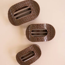 Load image into Gallery viewer, Brown Crocodile | Medium | Flat Round Hair Clip
