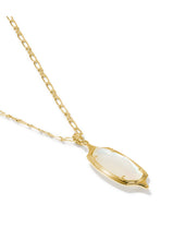 Load image into Gallery viewer, DANI STEPPED FRAME LONG PENDANT NECKLACE GOLD IVORY MOTHER OF PEARL
