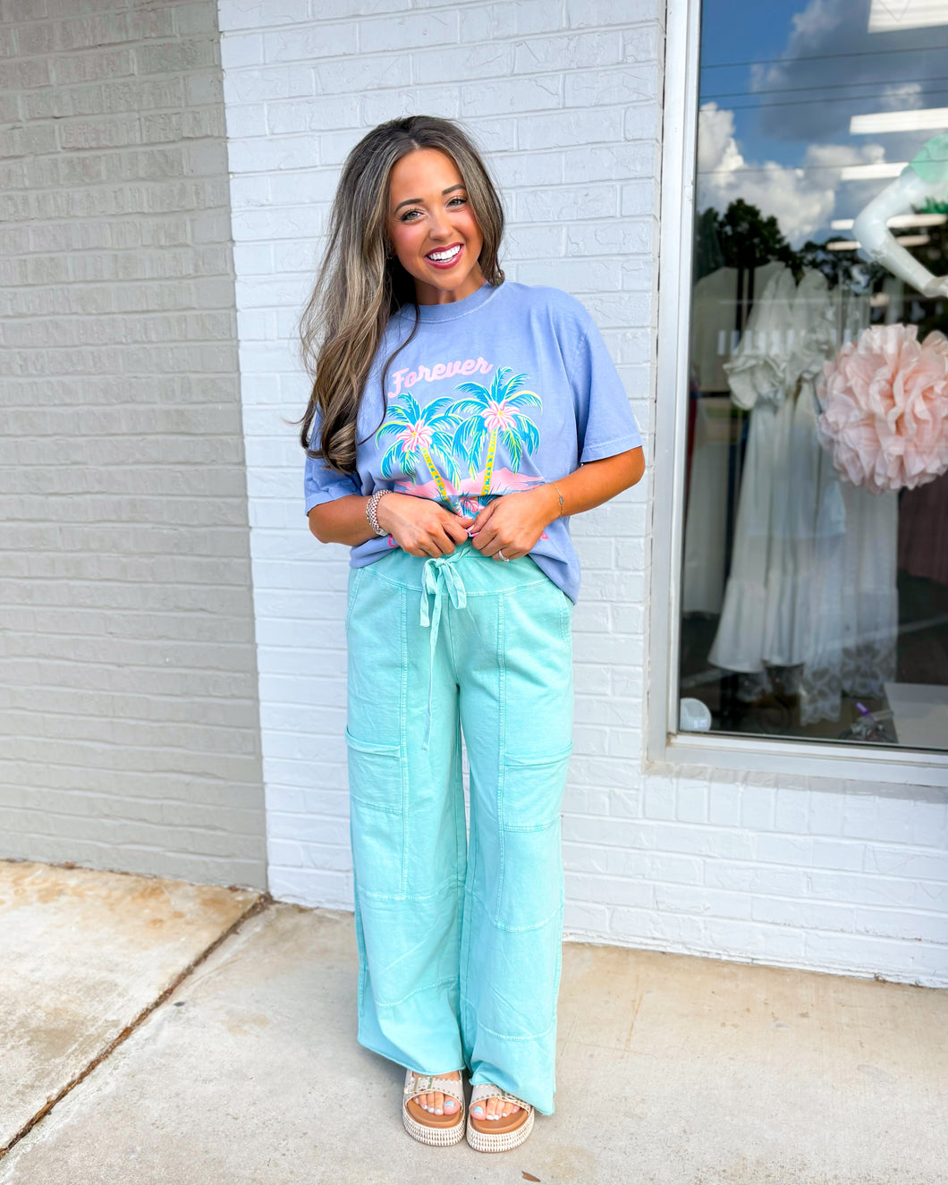 Atlantis Green Wide Legged Pants