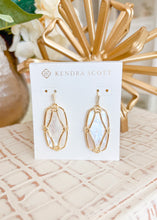 Load image into Gallery viewer, ELLE LATTICE FRAME DROP EARRINGS GOLD IVORY MOTHER OF PEARL
