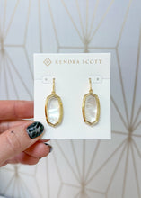 Load image into Gallery viewer, DANI BEZEL DROP EARRINGS GOLD IVORY MOTHER OF PEARL
