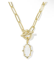 Load image into Gallery viewer, ELISA ENAMEL LINK AND CHAIN NECKLACE GOLD WHITE MOTHER OF PEARL

