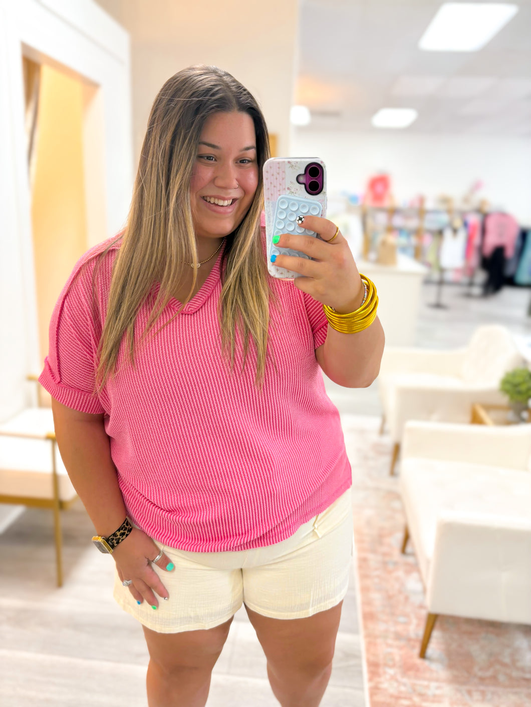 Too Late Ribbed Top - Fuchsia