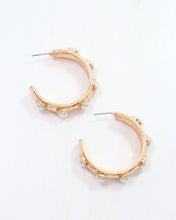 Load image into Gallery viewer, Frazee Pearl Hoop Worn Gold
