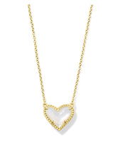 Load image into Gallery viewer, ARI HEART SHORT PENDANT NECKLACE GOLD IVORY MOTHER OF PEARL
