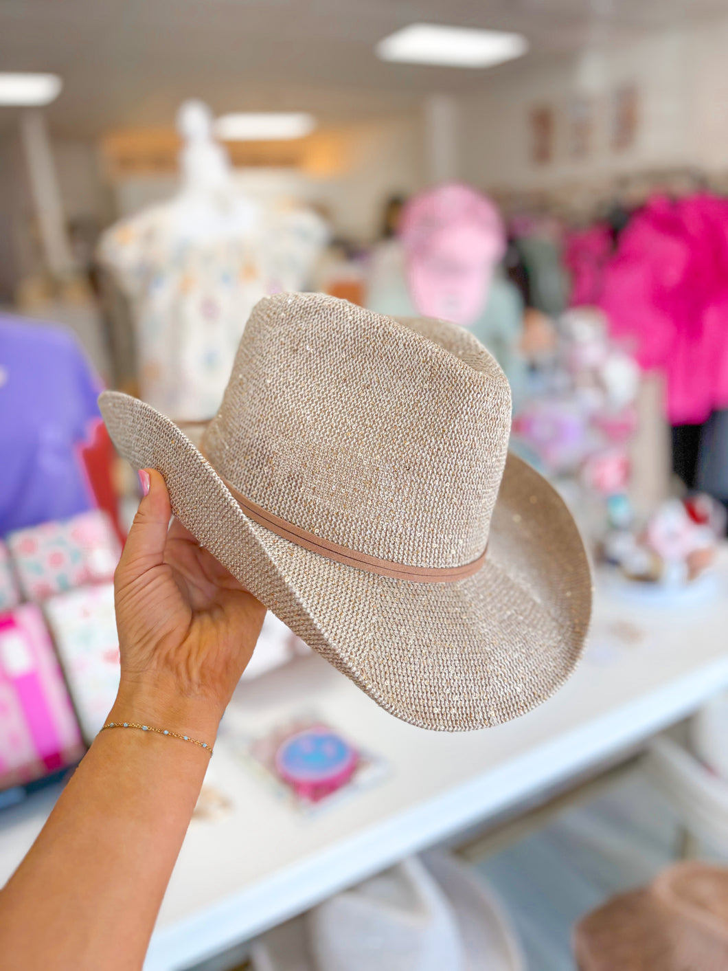 Vegas Sequin Cowboy Hat - Beige