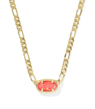 Load image into Gallery viewer, ELISA FIGARO CHAIN SHORT PENDANT NECKLACE GOLD PAPAYA IRIDESCENT MOTHER OF PEARL
