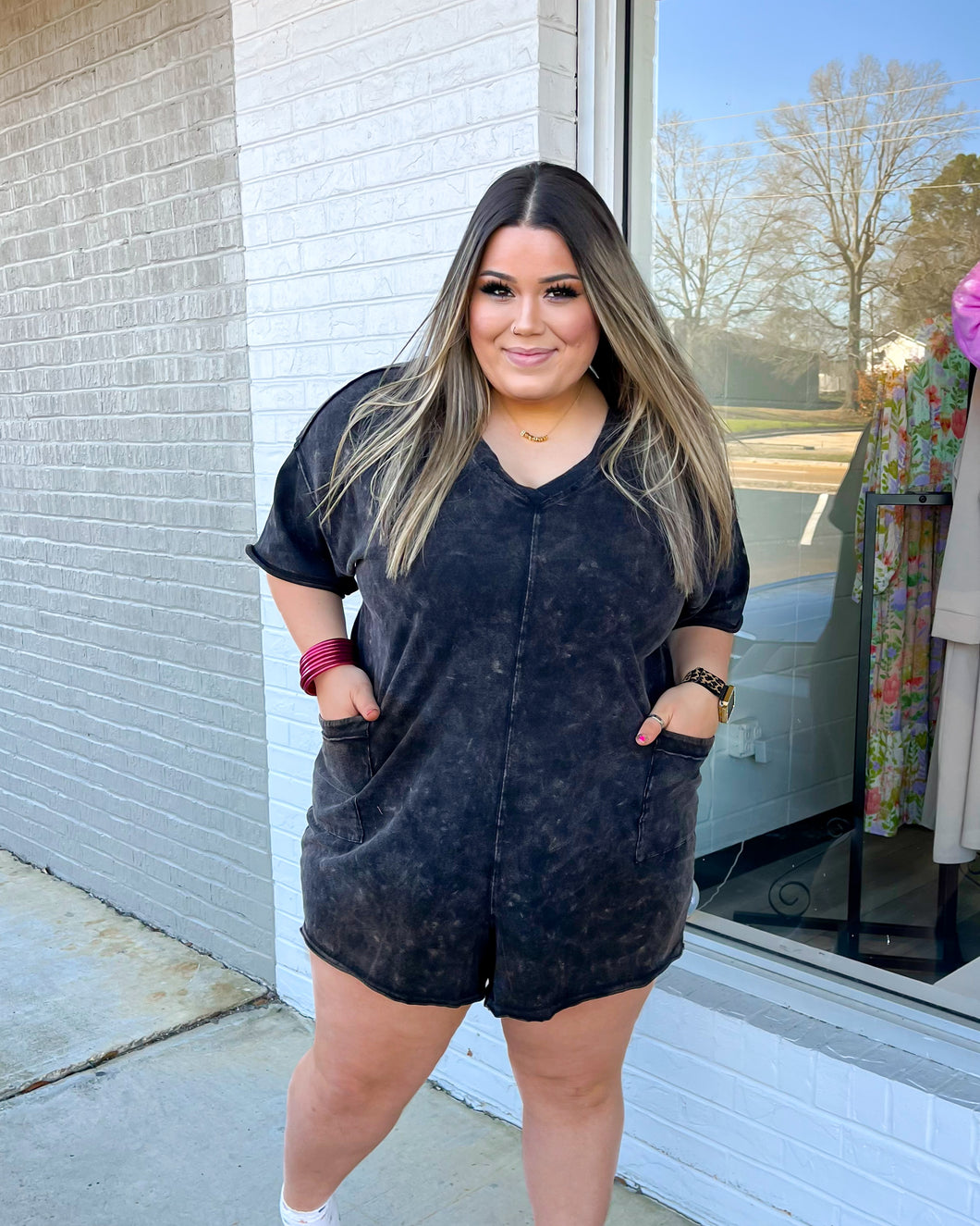 High Hopes Curvy Romper - Black