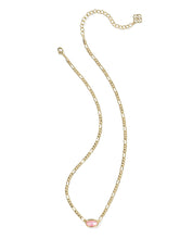 Load image into Gallery viewer, ELISA FIGARO CHAIN SHORT PENDANT NECKLACE GOLD PINK IRIDESCENT MOTHER OF PEARL
