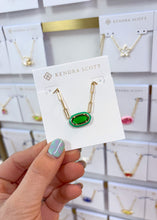 Load image into Gallery viewer, ELISA ENAMEL FRAME PAPERCLIP NECKLACE GOLD EMERALD ILLUSION
