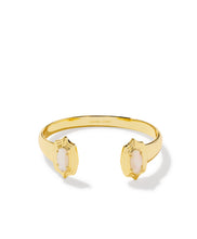 Load image into Gallery viewer, ELTON STEPPED FRAME CUFF BRACELET GOLD IVORY MOTHER OF PEARL S/M
