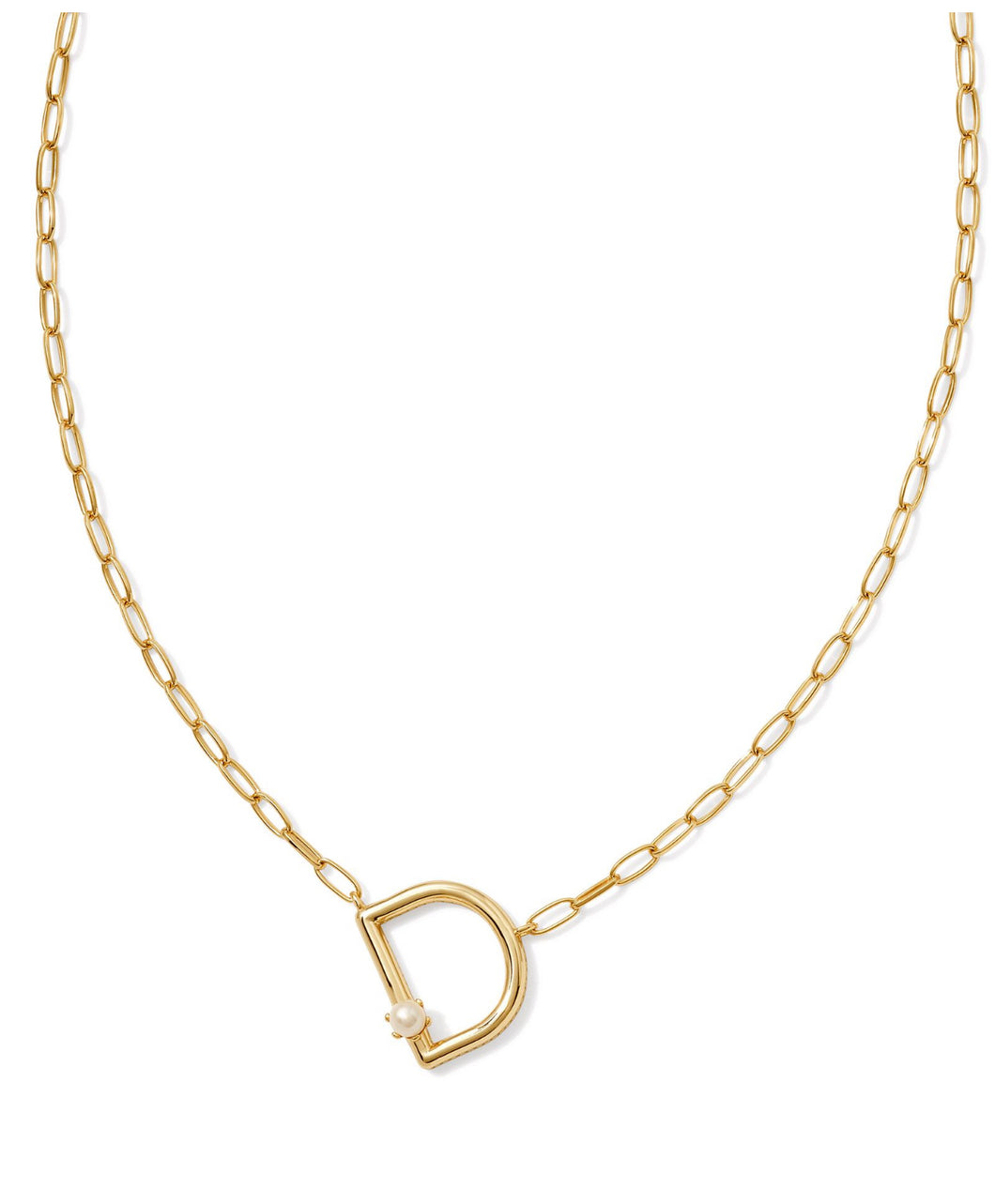 Pearl Letter D Short Pendant Necklace