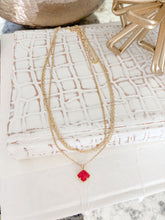 Load image into Gallery viewer, MALLORY ROSE MULTI STRAND NECKLACE GOLD RED MOTHER OF PEARL
