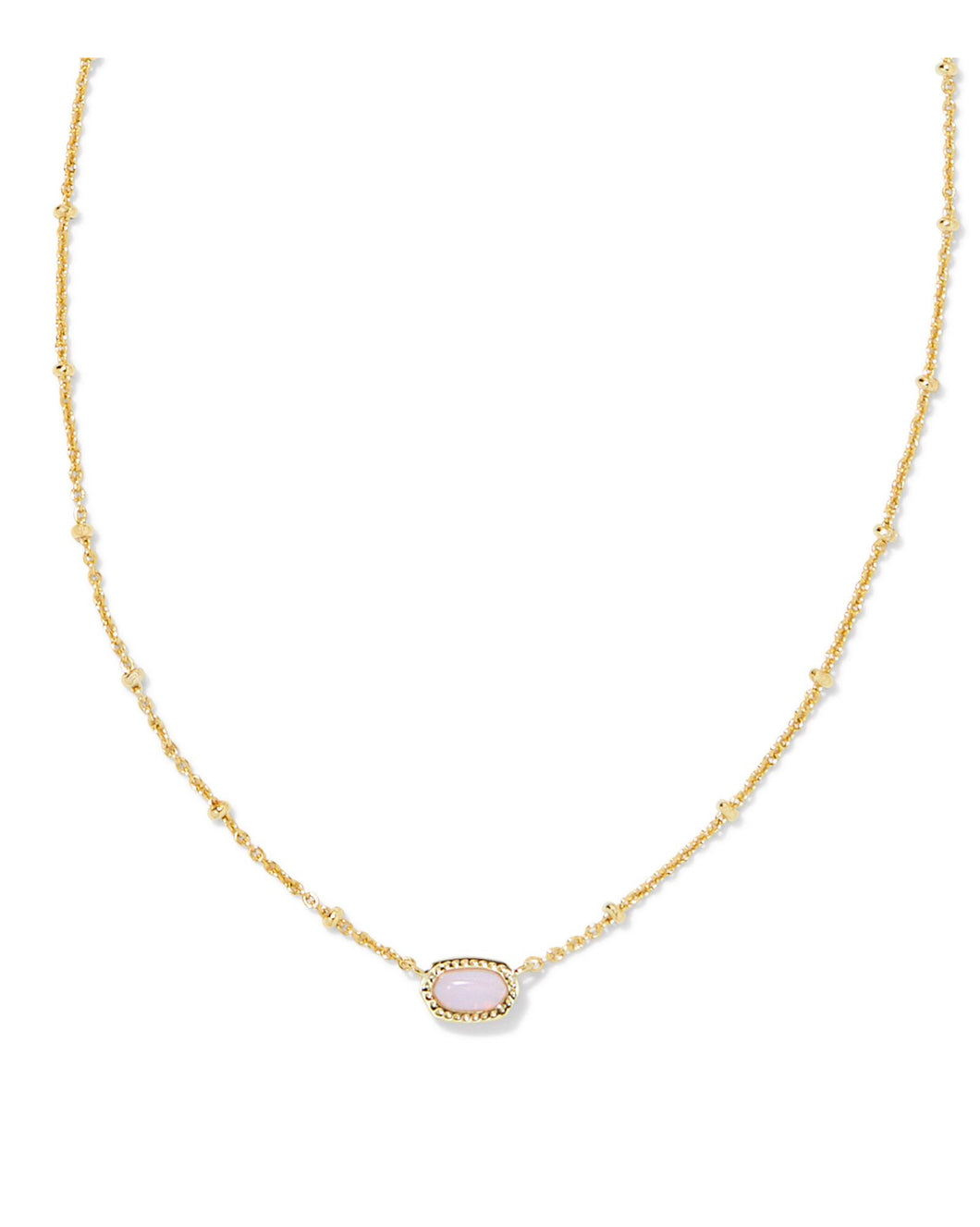 MINI ELISA SATELLITE SHORT PENDANT NECKLACE GOLD PINK OPALITE CRYSTAL